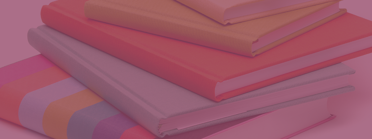 A stack of colourful books.
