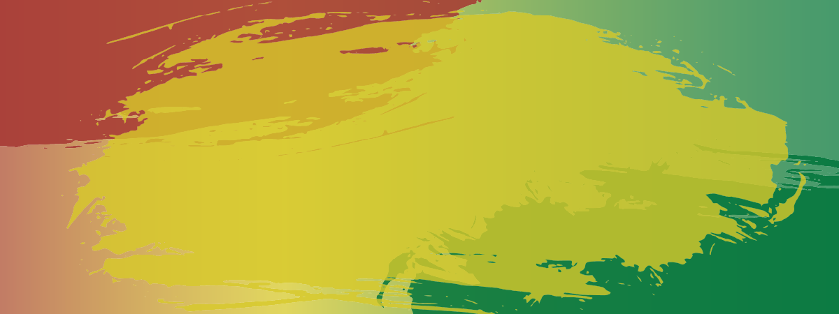 Red, yellow, and green paint splatters on a red, yellow, and green gradient background.