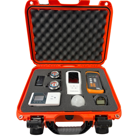 Home energy kit in a black and orange hard case.